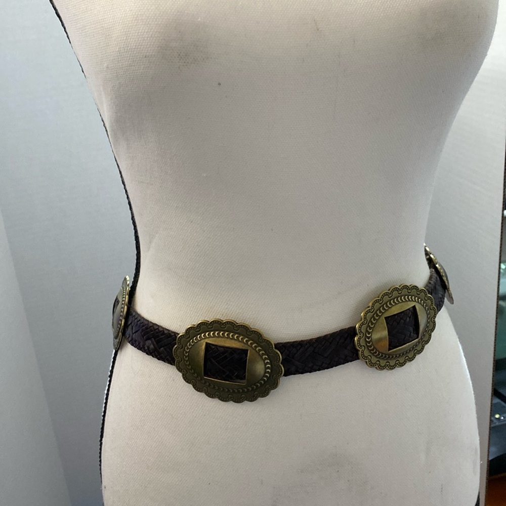 Belt leather brown with medallion size 28” to 40”